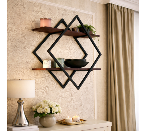 Настінна полиця 60х60х20 см (Чорна / Loft)