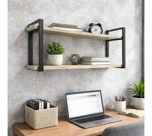 Полка Айсберг 120 – черный/белый, металлический каркас + ДСП (128×34×62 см)