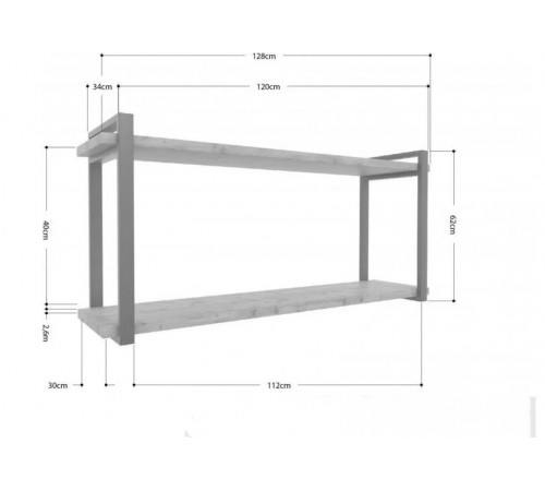 Полка Айсберг 120 – белый/белый, белый каркас + ДСП (128×34×62 см)