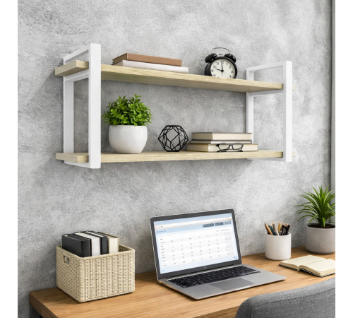 Полка Айсберг 120 – белый/белый, белый каркас + ДСП (128×34×62 см)