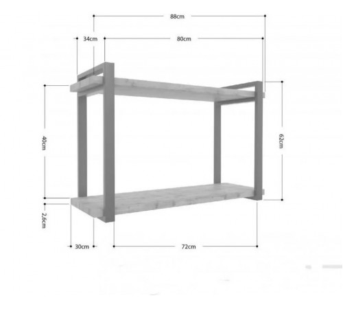 Полка Айсберг LOFT-80 — белый/белый, металл + ДСП