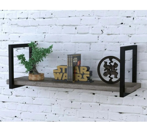 Полка PL-1-32 — MSMLOFT, ДСП + черный металлический каркас.