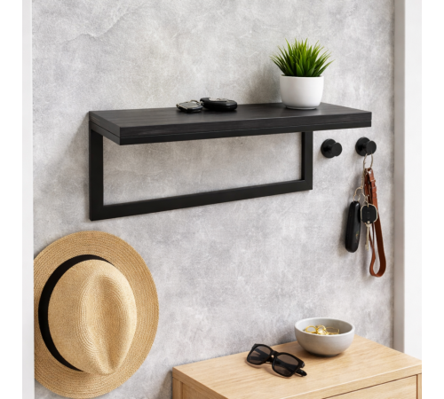 Полка Айсберг 02/120 — черный/графит, металл + ДСП