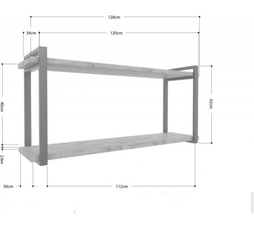 Полка Айсберг 120 – белый/белый, белый каркас + ДСП (128×34×62 см)