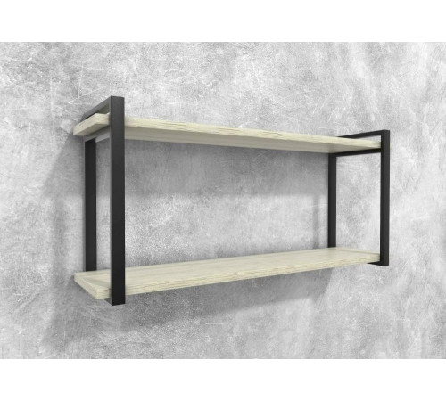 Полка Айсберг 120 – черный/белый, металлический каркас + ДСП (128×34×62 см)