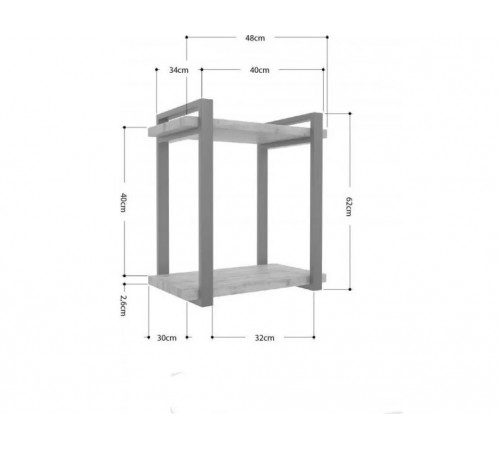 Полка Айсберг LOFT-40 – черный/белый, металлический каркас + ЛДСП (40×30×32,6 см)