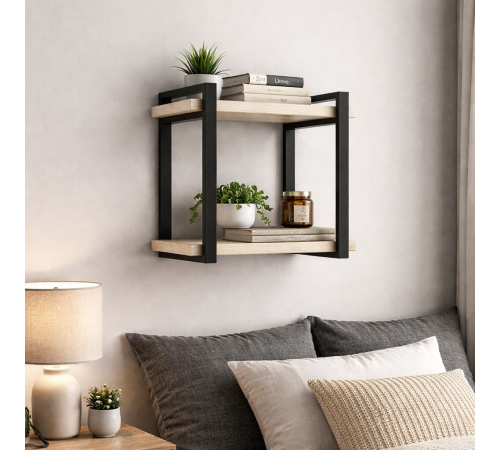 Полка Айсберг LOFT-40 – черный/белый, металлический каркас + ЛДСП (40×30×32,6 см)