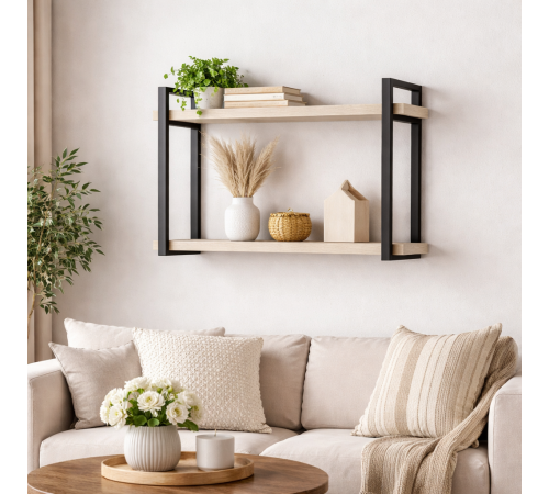 Полка Айсберг LOFT-02/80 – черный/белый, металл + ЛДСП