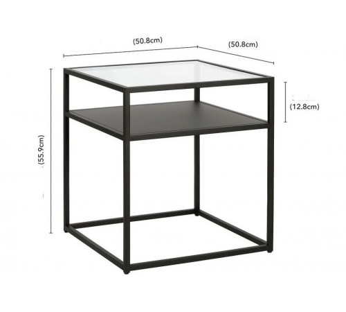 Приставной столик Ada Blackened – стекло и металл в стиле лофт