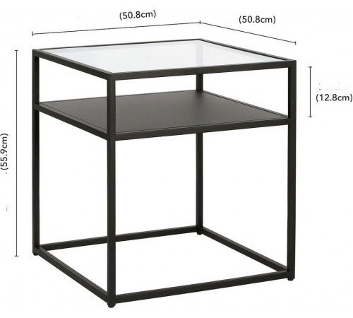 Приставной столик Ada Blackened – стекло и металл в стиле лофт