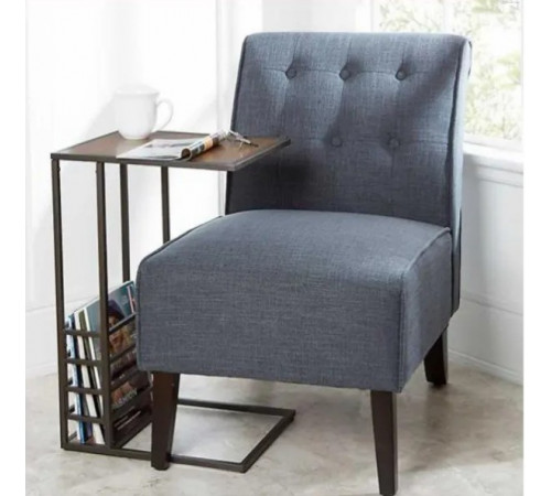 Приставной журнальный столик MSMLOFT – черный каркас, ДСП (60×40×40 см)