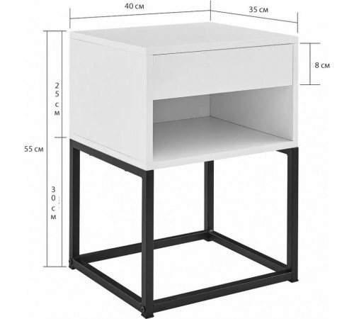 Столик MUSEHOMEINC с выдвижным ящиком и полкой – 55×40×35 см