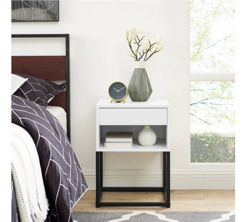 Столик MUSEHOMEINC с выдвижным ящиком и полкой – 55×40×35 см