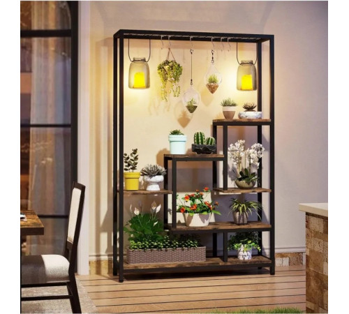 Підставка-стелаж для квітів Rea (7 полиць + гачки)