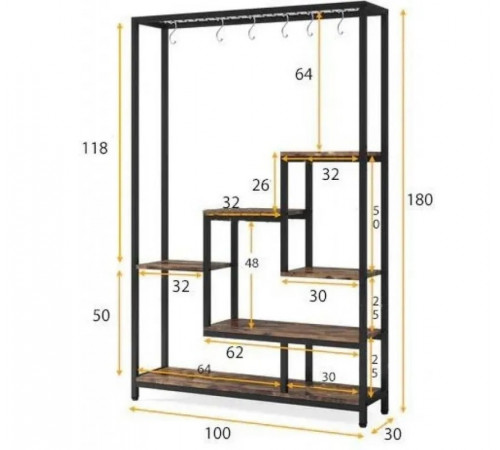 Підставка-стелаж для квітів Rea (7 полиць + гачки)