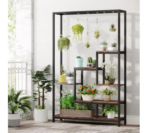 Підставка-стелаж для квітів Rea (7 полиць + гачки)