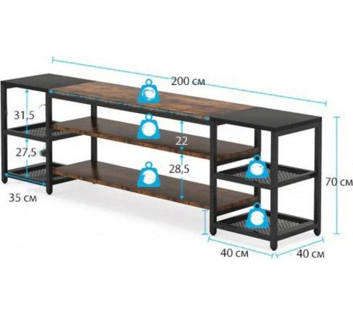 Подставка до 85″ с трехуровневой полкой — MSMLOFT