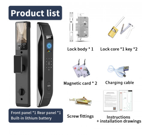 Розумний дверний замок з розпізнаванням обличчя XSDTS Wi-Fi | Smart Lock з камерою