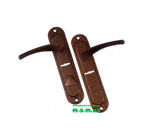 Ручка на планке Арико 42мм сувальдная медный антик правая