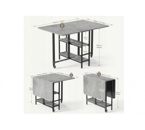 Складной обеденный стол MONDEER с полками