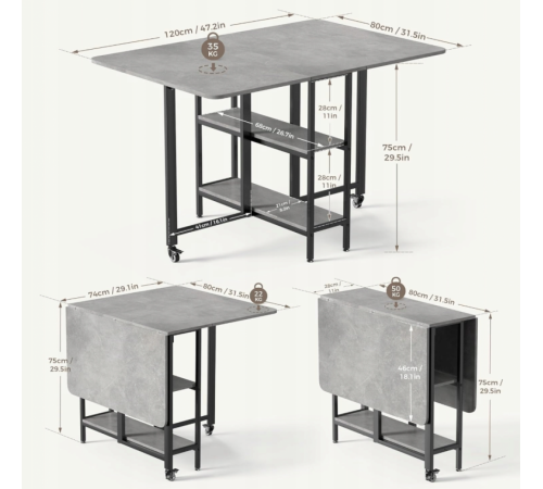 Складной обеденный стол MONDEER с полками