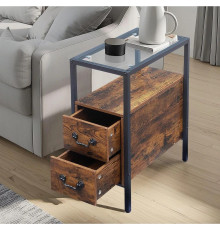 Современный столик VECELO с 2 ящиками и стеклянной столешницей