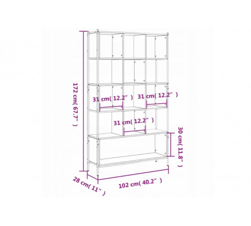Стеллаж 102×28×172 см — узкий высокий стеллаж MSM.
