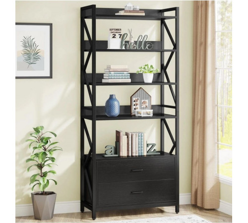 Стеллаж 5-ярусный SKIFF 4 с 2 ящиками, черный