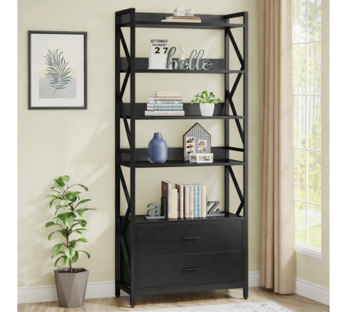 Стеллаж 5-ярусный SKIFF 4 с 2 ящиками, черный