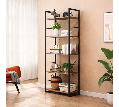 Стеллаж 5 полок Landrienne с металлическим каркасом, 158×60×30 см