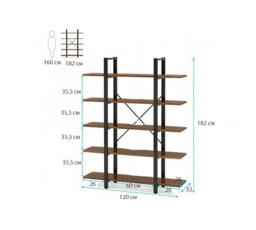 Стелаж 5-ярусний Etagere 10 — стиль, висота та місткість