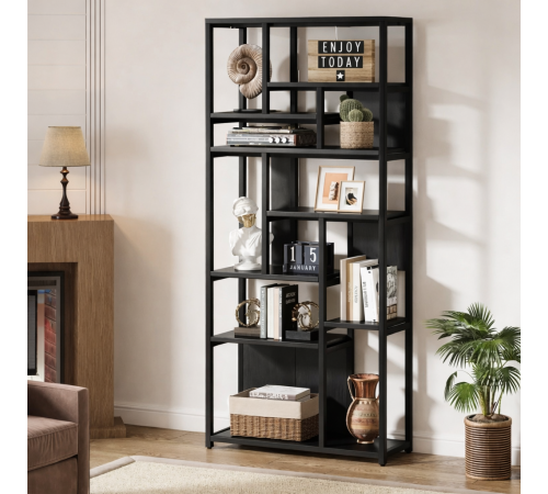 Стеллаж 8-ярусный Etagere 8, черный - высота 180 см, ширина 80 см.