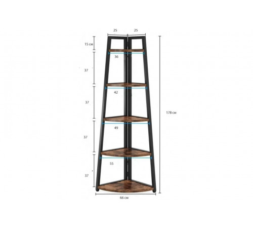 Стеллаж Berks MSM – узкий 5-ярусный стеллаж 178×66×25 см