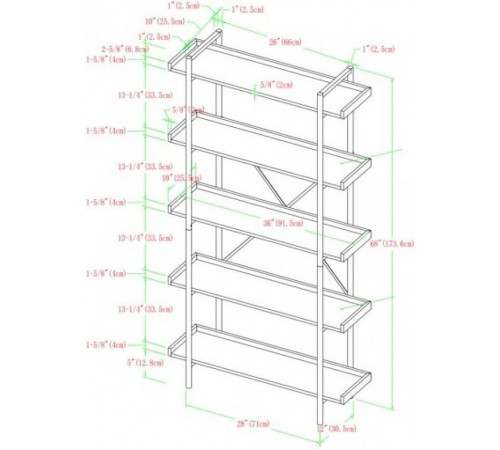 Стеллаж Castellon Etagere – стильный и вместительный, 173,6×66×30,5 см.
