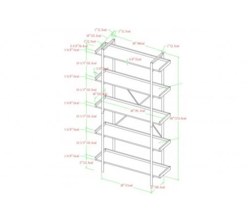Стеллаж Castellon Etagere – стильный и вместительный, 173,6×66×30,5 см.