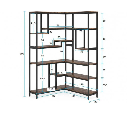 Стеллаж угловой MSM, дуб сонома/черный металл