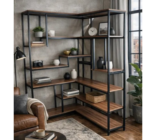Стеллаж угловой MSM, дуб сонома/черный металл
