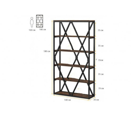 Стелаж 6-ярусний Etagere 12 MSM — місткий та елегантний стелаж у стилі лофт