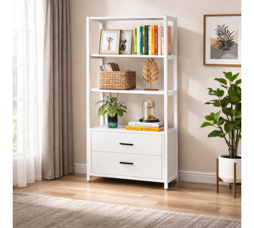 Стеллаж Etagere 4-ярусный с 2 ящиками, белый