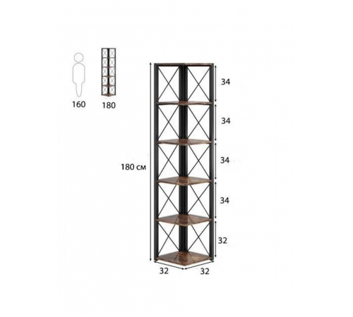Стеллаж Etagere 6-ярусный - 6 открытых полок, высота 180 см.