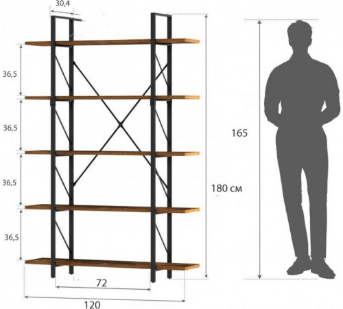 Стеллаж Etagere – 5 открытых ярусов, цветные варианты.