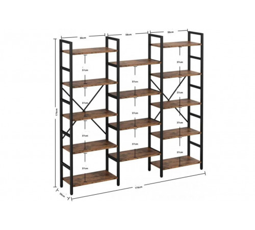 Стелаж Etagere 8 — 17 відкритих полиць, 176×176×30 см