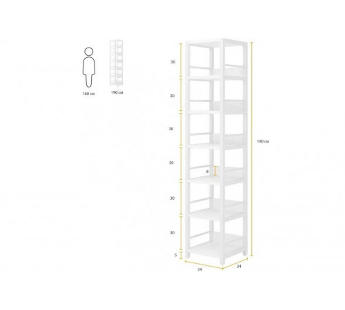 Стеллаж Etagere 9 - 6 открытых полок, высота 190 см