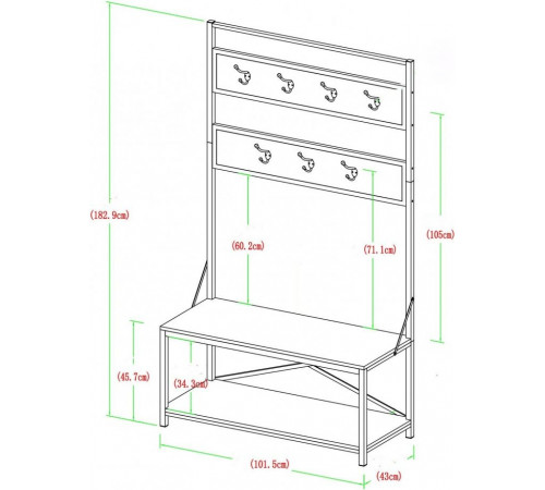 Стеллаж Everheart со скамейкой и местом для хранения обуви