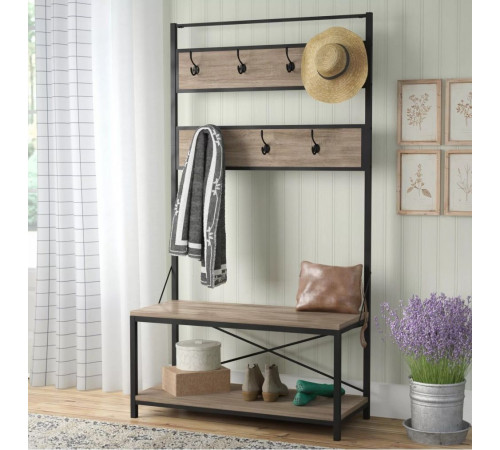 Стеллаж Everheart со скамейкой и местом для хранения обуви