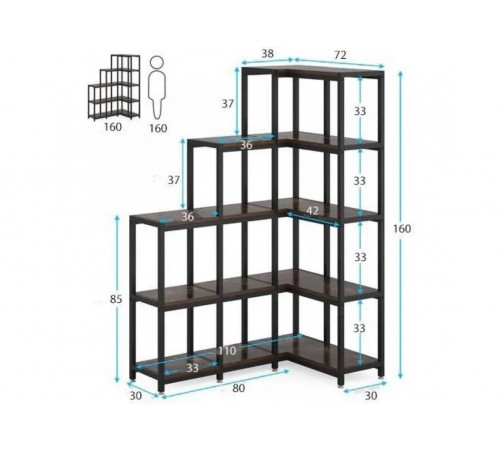 Стеллаж угловой 5-ярусный — открытый стеллаж для дома или офиса