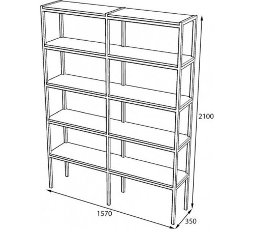 Стеллаж Loft 4 — 157×35×210 см