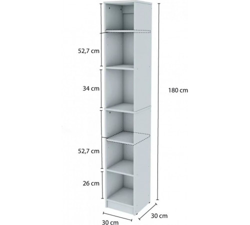 Стелаж New 8 — вузький стильний стелаж 180×30×30 см