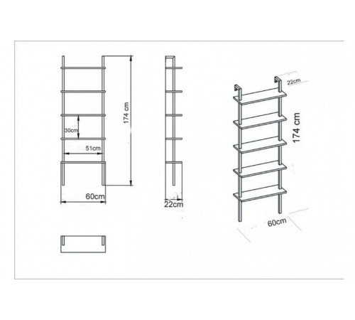 Стелаж Rother — драбина-стелаж 174×60×22 см