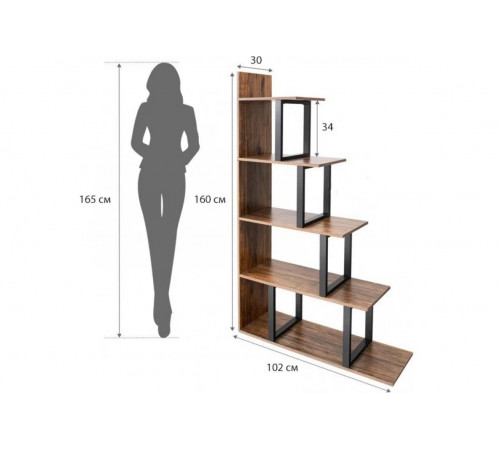 Стеллаж Sorren MSM – стильный L-образный стеллаж с 5 полками.